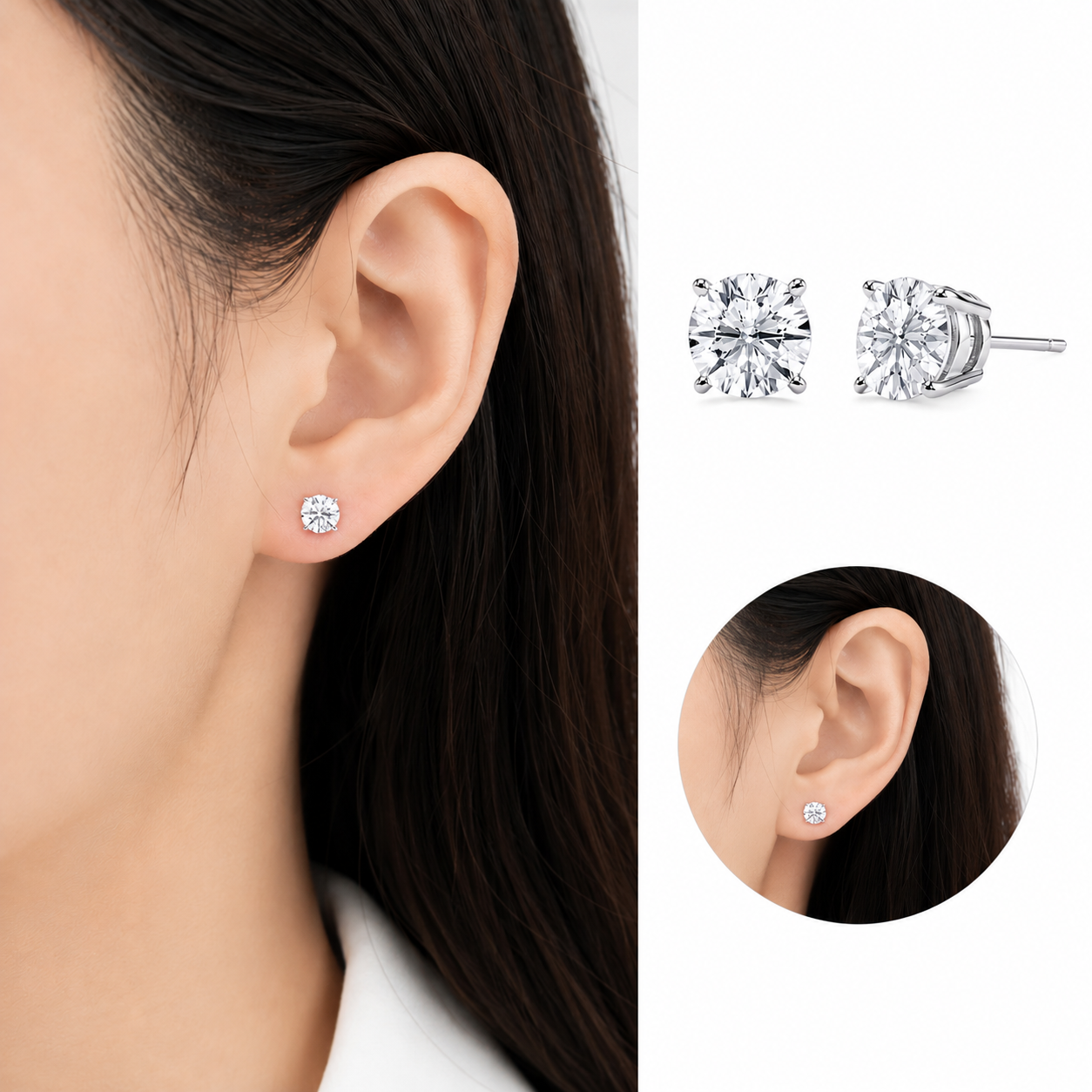 Round Cut Lab Diamond Stud Earrings