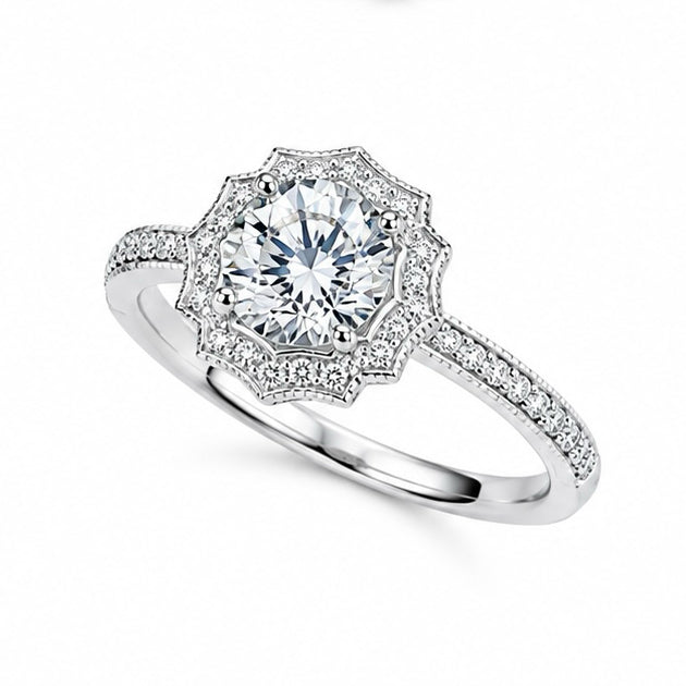 1.01ct D VVS2 Lab-Grown Diamond Halo Ring | 18K White Gold