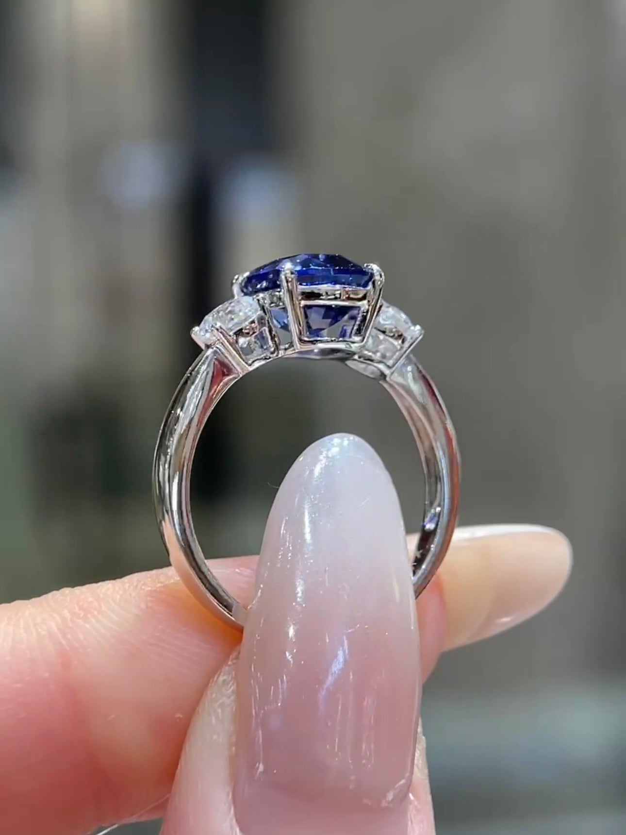 3.03 CT Royal Blue Lab-Grown Sapphire Ring | Platinum
