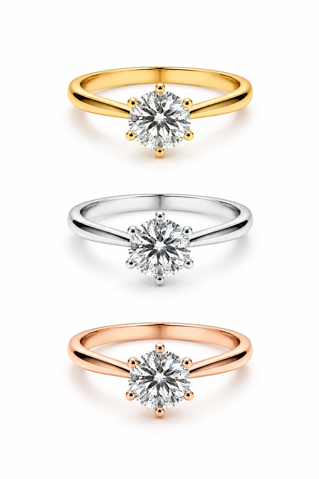6 prong setting round lab grown diamond