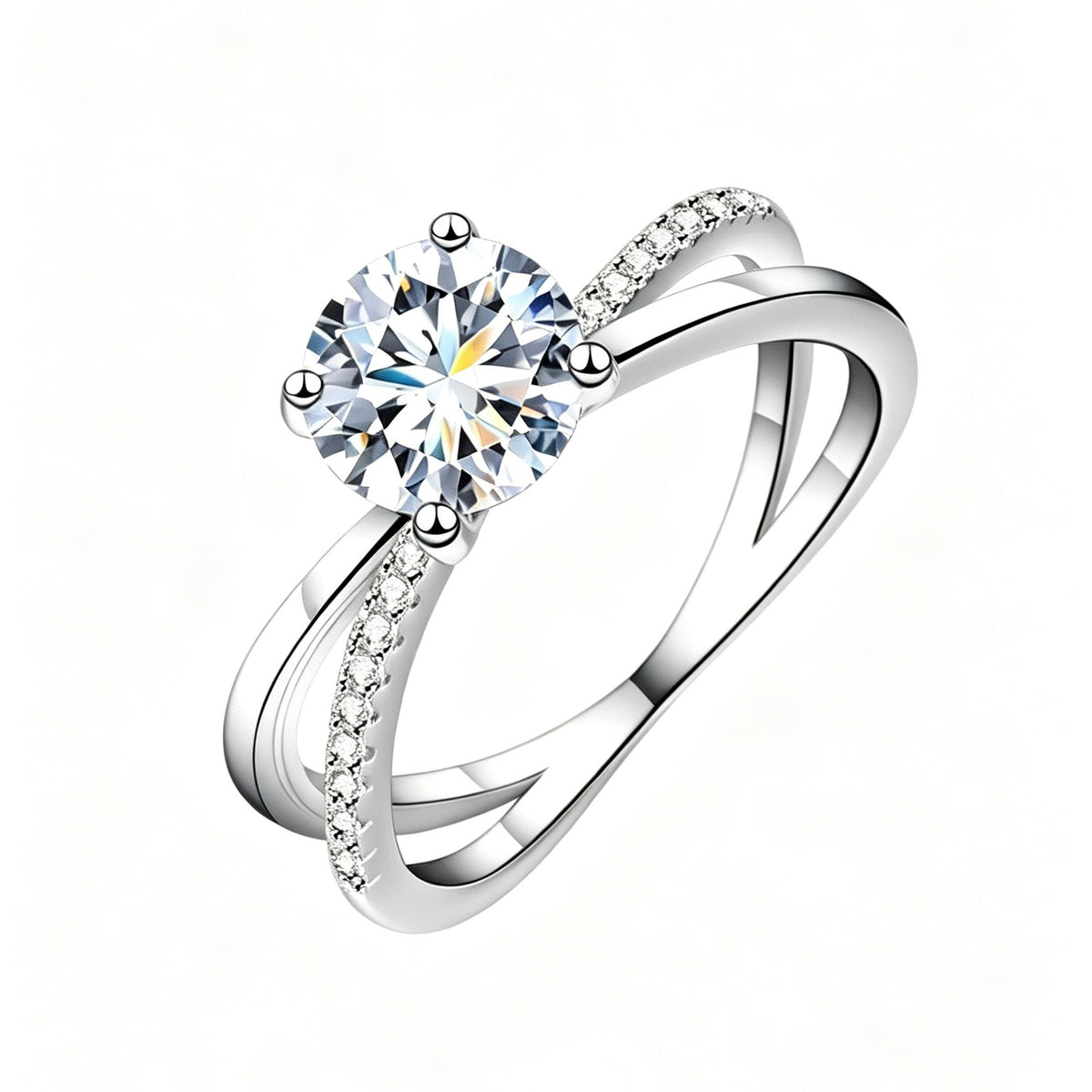 Twisted Pavé Solitaire Ring