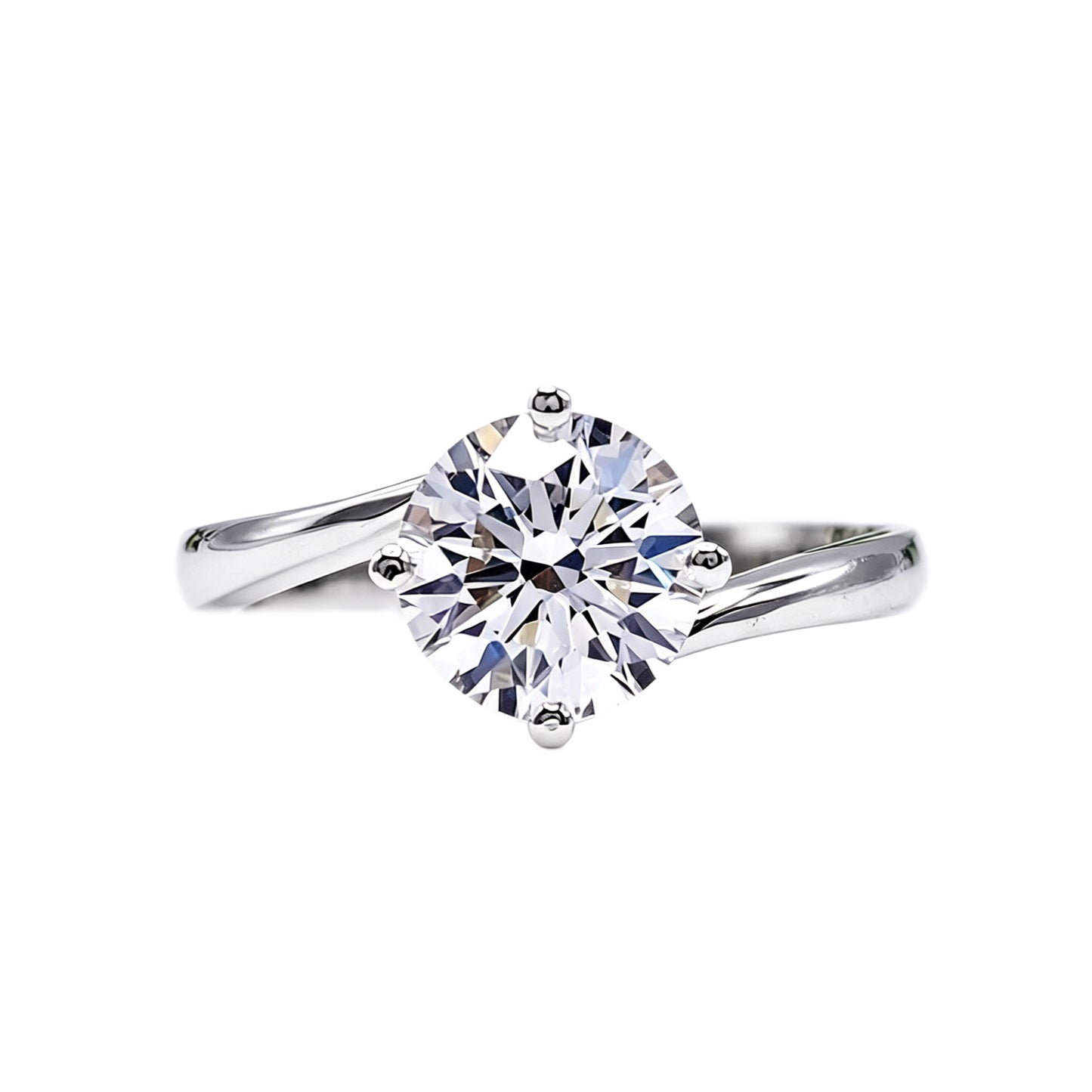 Twisted Four-Prong Solitaire Ring