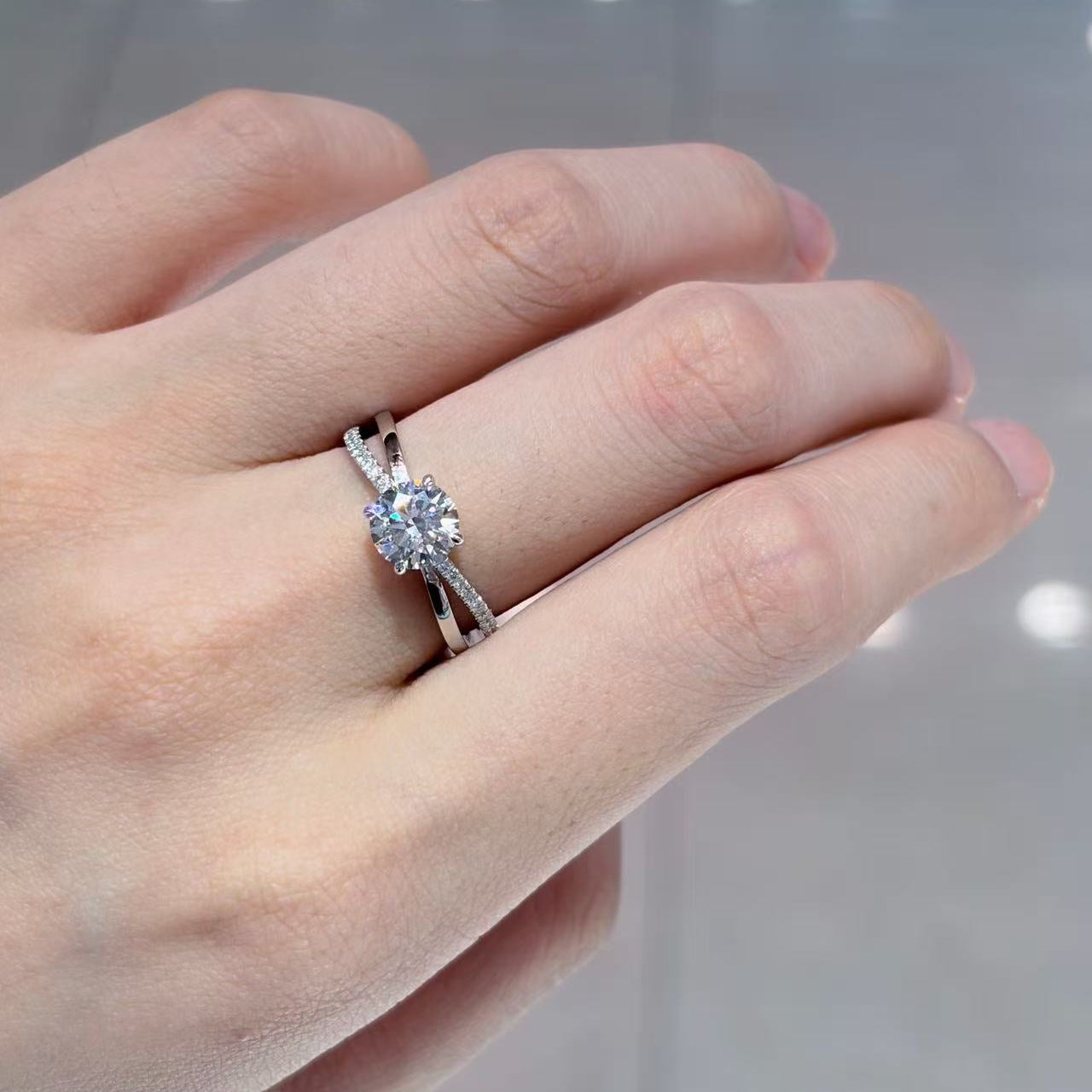 Twisted Pavé Solitaire Ring