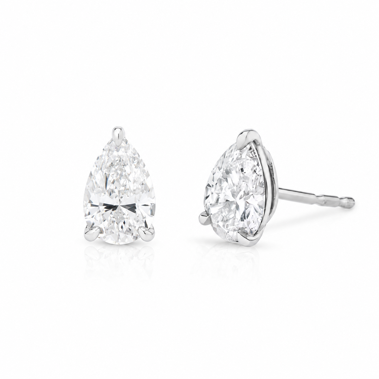 Pear Cut Lab Diamond Stud Earrings