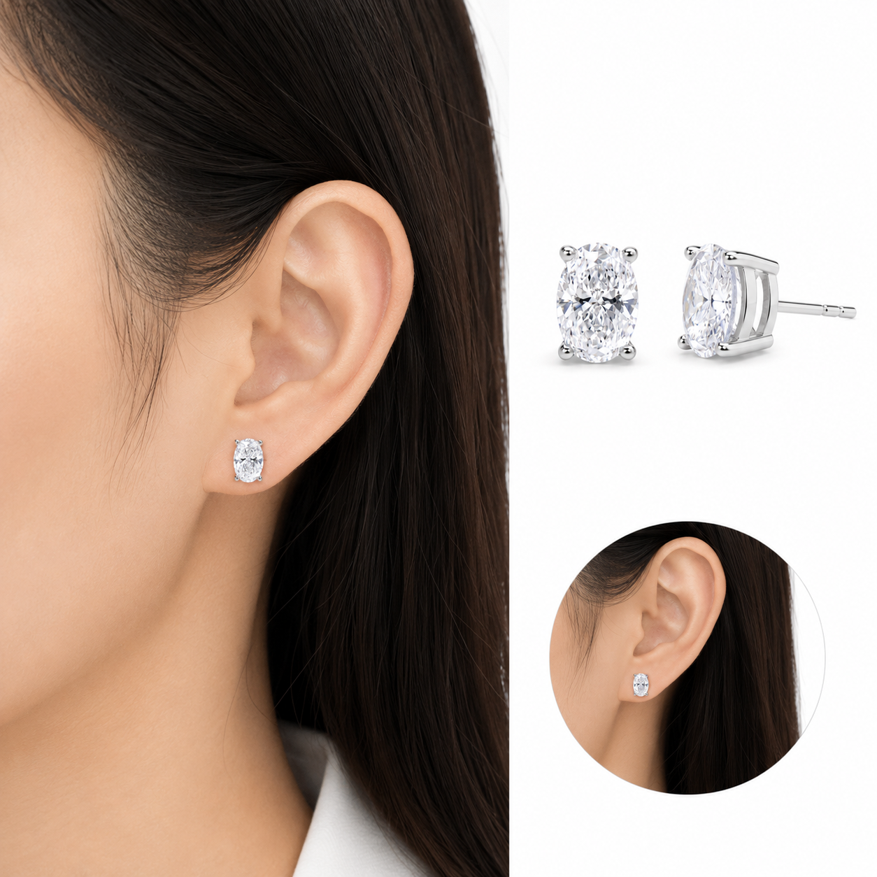 Oval Cut Lab Diamond Stud Earrings