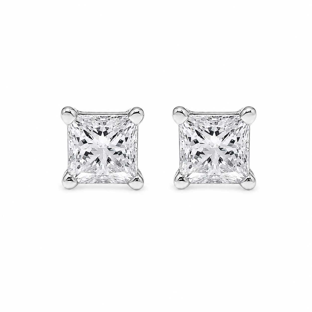 Princess Cut Lab Diamond Stud Earrings