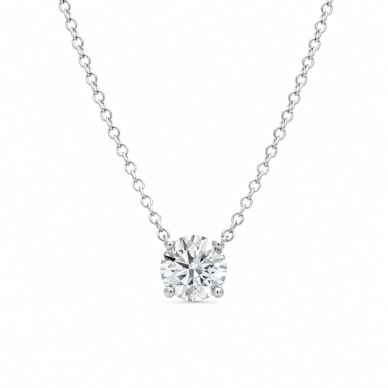 Four Prong Solitaire Lab Grown Diamond Pendant Necklace