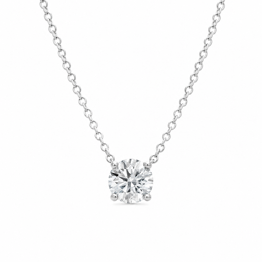 Four Prong Solitaire Lab Grown Diamond Pendant Necklace