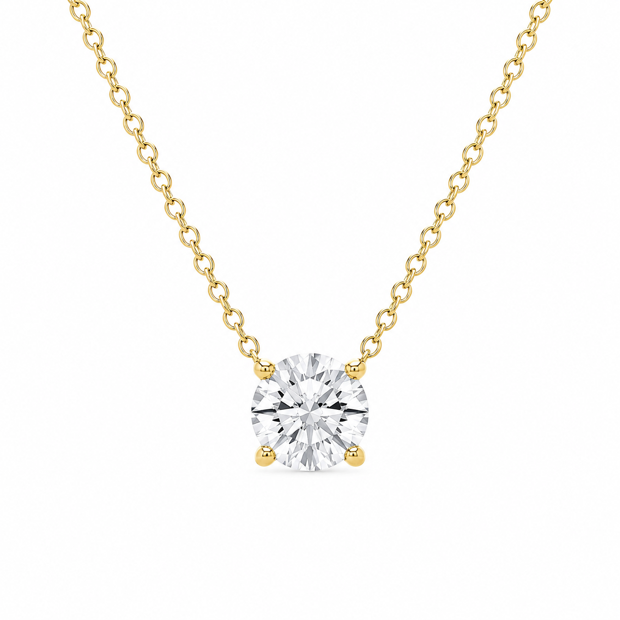 Four Prong Solitaire Lab Grown Diamond Pendant Necklace