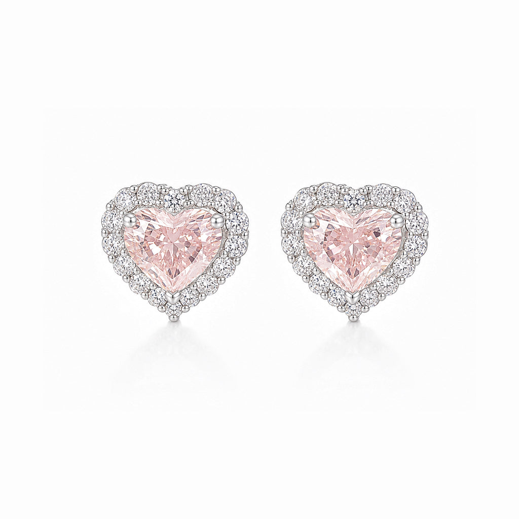 2.02 CT Fancy Intense Pink Heart Lab-Grown Diamond Stud Earrings | 18K Gold | VS1