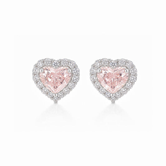 2.02 CT Fancy Intense Pink Heart Lab-Grown Diamond Stud Earrings | 18K Gold | VS1