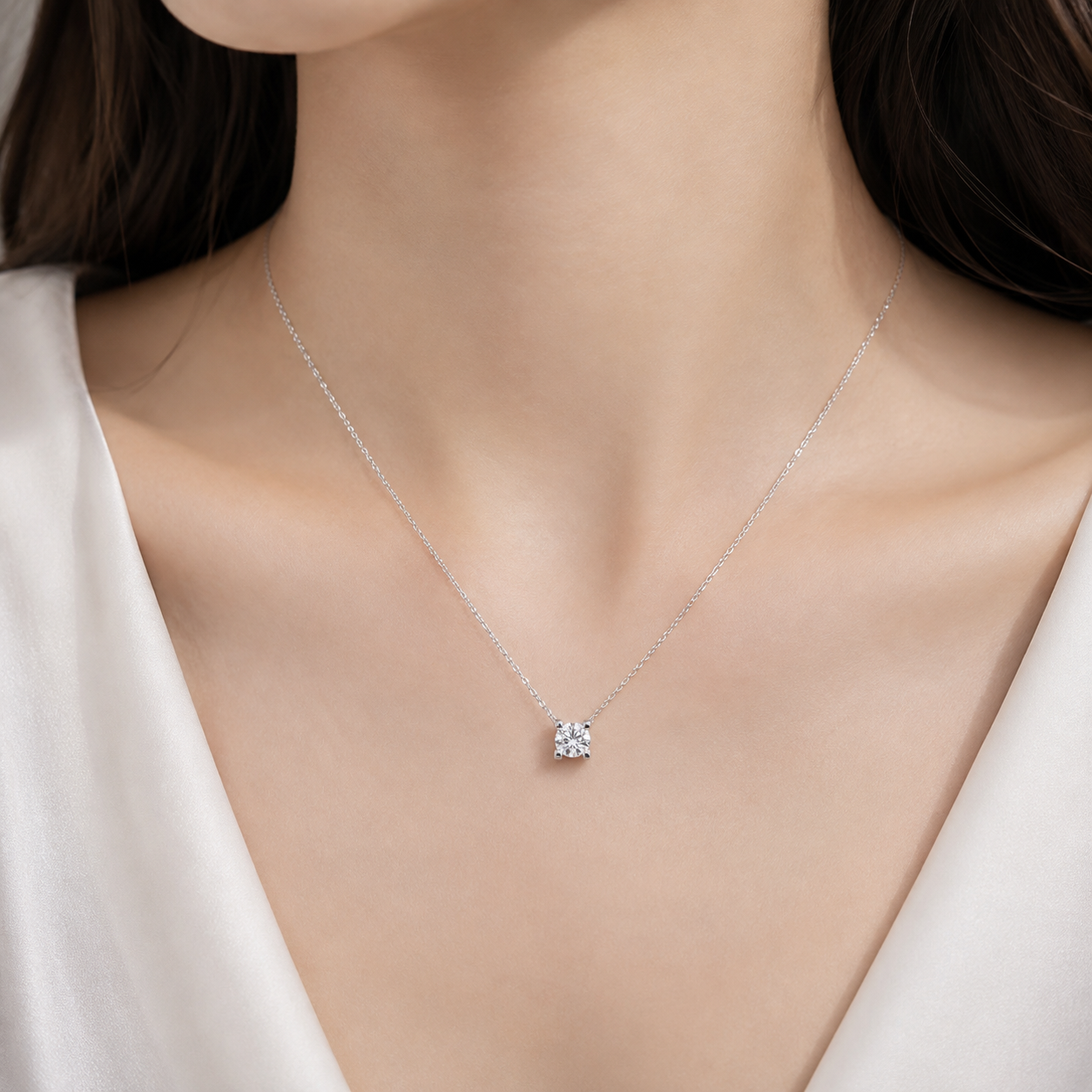0.71 CT Round Lab Grown Diamond Bull Head Pendant Necklace | Platinum
