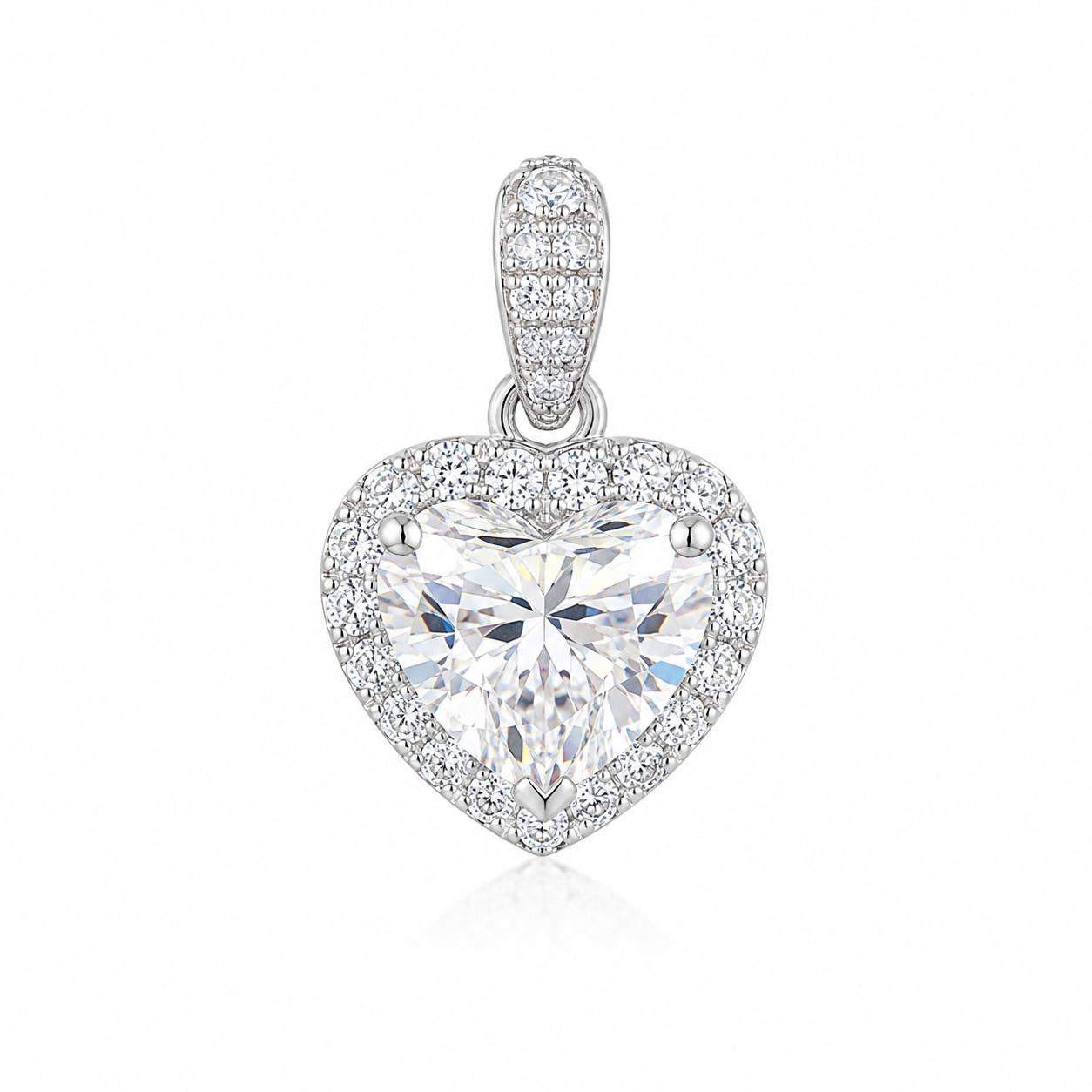 1.07 CT Heart Lab-Grown Diamond Halo Pendant | PT950 Platinum | D Color | VS1