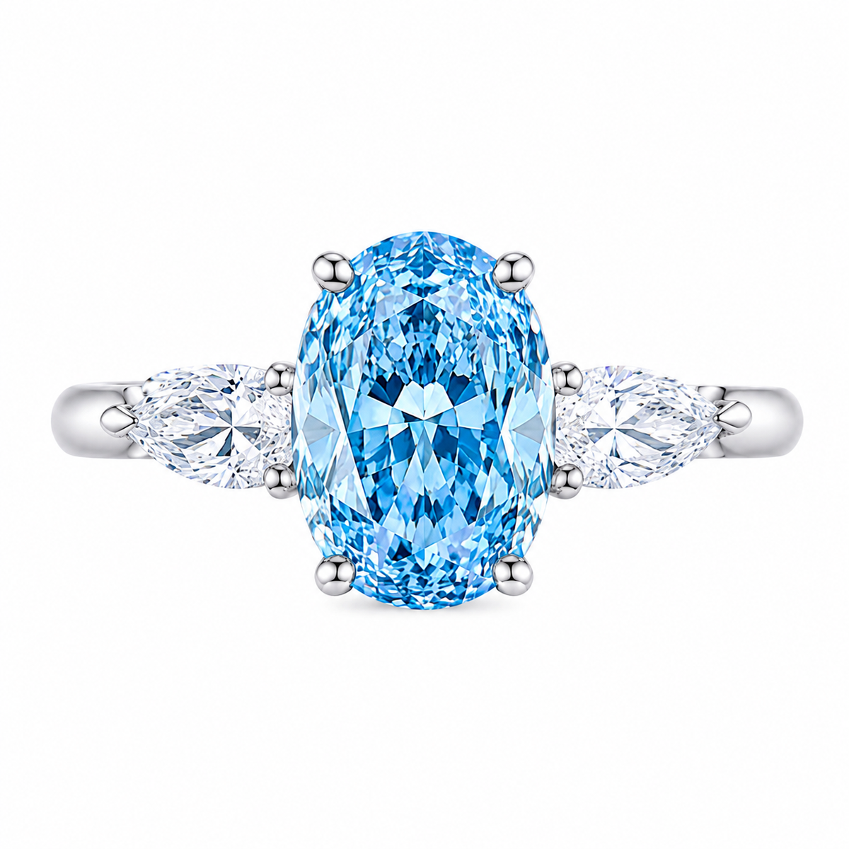3.00ct Fancy Vivid Blue Diamond Ring|18K Gold