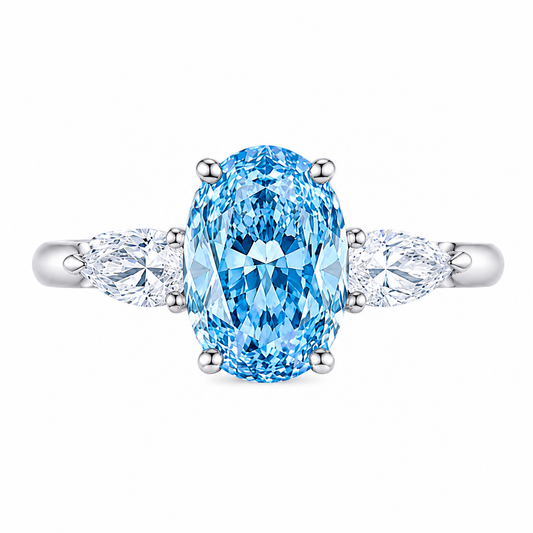 3.00ct Fancy Vivid Blue Diamond Ring|18K Gold