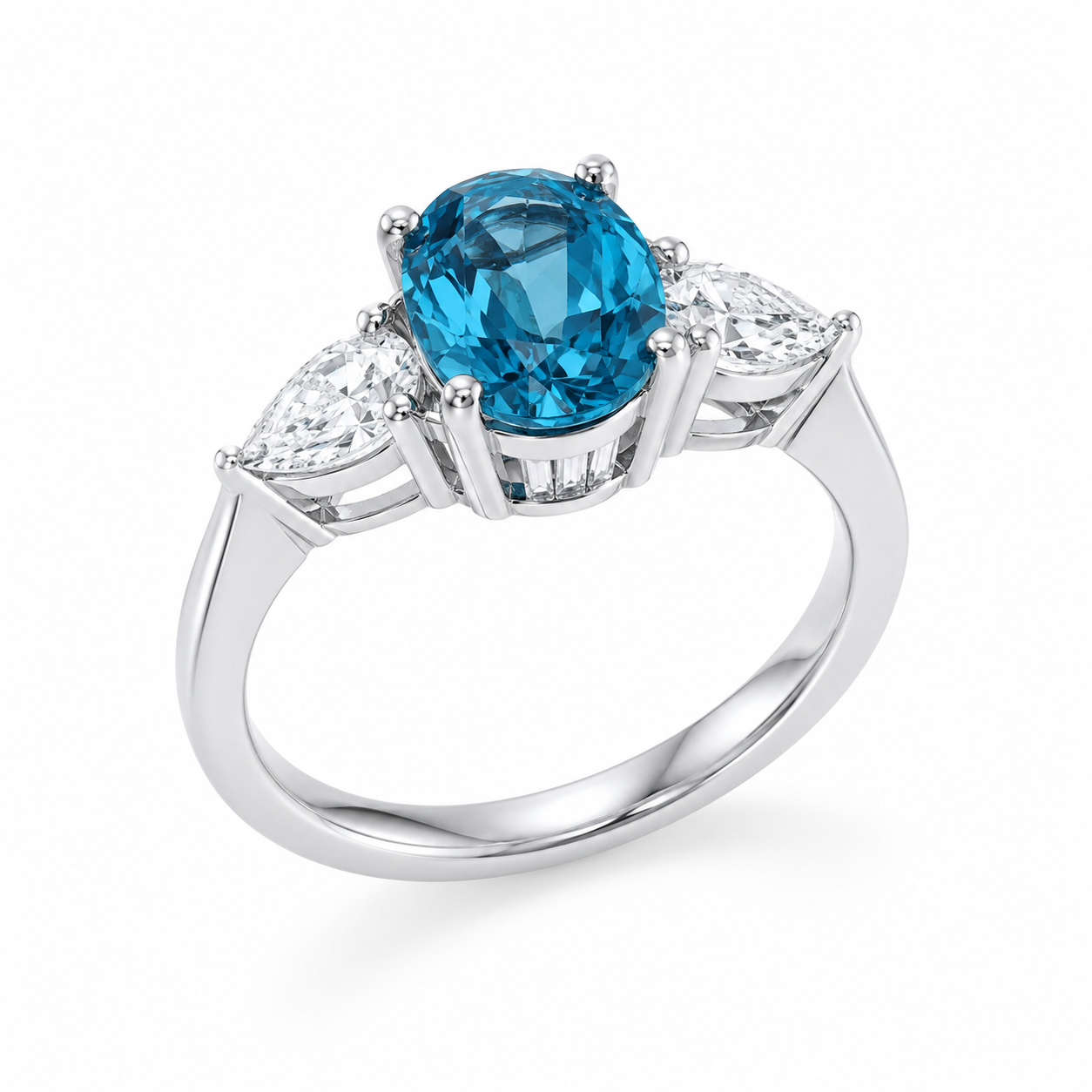 2.52ct Oval Blue Lab-Grown Gemstone Ring | Platinum