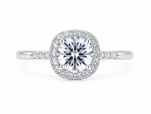 1.02ct E VVS2 Lab-Grown Diamond Halo Ring | 18K Gold