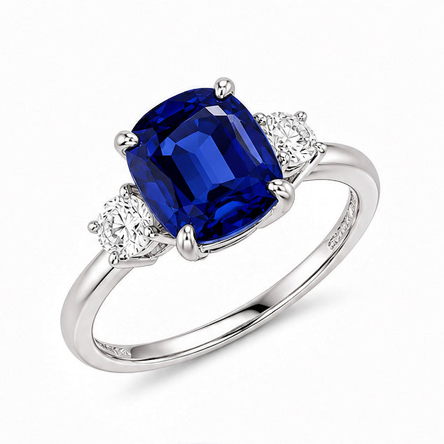 3.03 CT Royal Blue Lab-Grown Sapphire Ring | Platinum