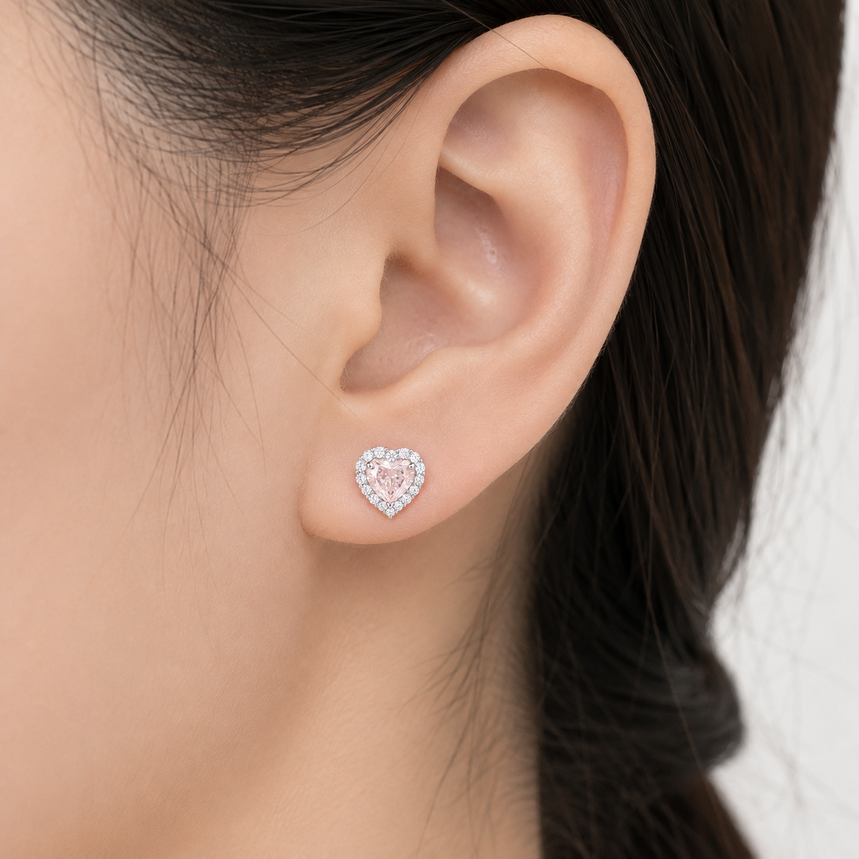 2.02 CT Fancy Intense Pink Heart Lab-Grown Diamond Stud Earrings | 18K Gold | VS1