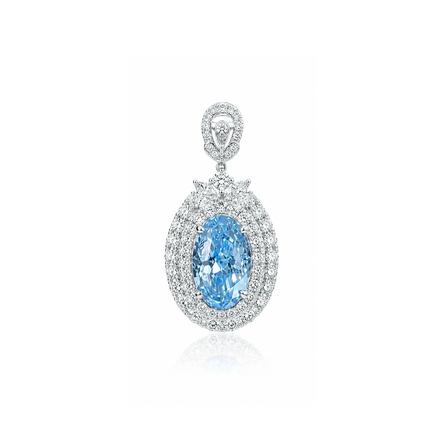 2.51ct Fancy Vivid Blue Lab-Grown Diamond Halo Pendant | Platinum