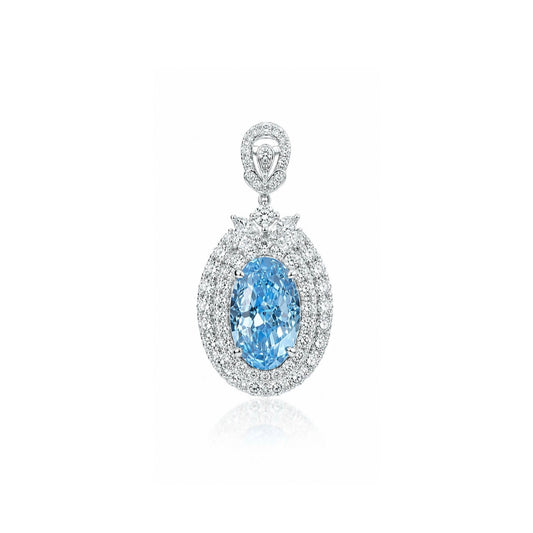 2.51ct Fancy Vivid Blue Lab-Grown Diamond Halo Pendant | Platinum
