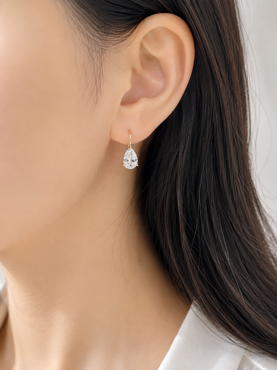 Pear Lab Grown Diamond Drop Earrings | 18K Gold | IGI Certified