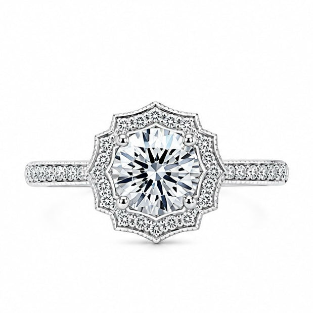 1.01ct D VVS2 Lab-Grown Diamond Halo Ring | 18K White Gold