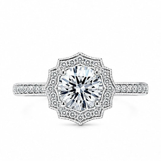 1.01ct D VVS2 Lab-Grown Diamond Halo Ring | 18K White Gold