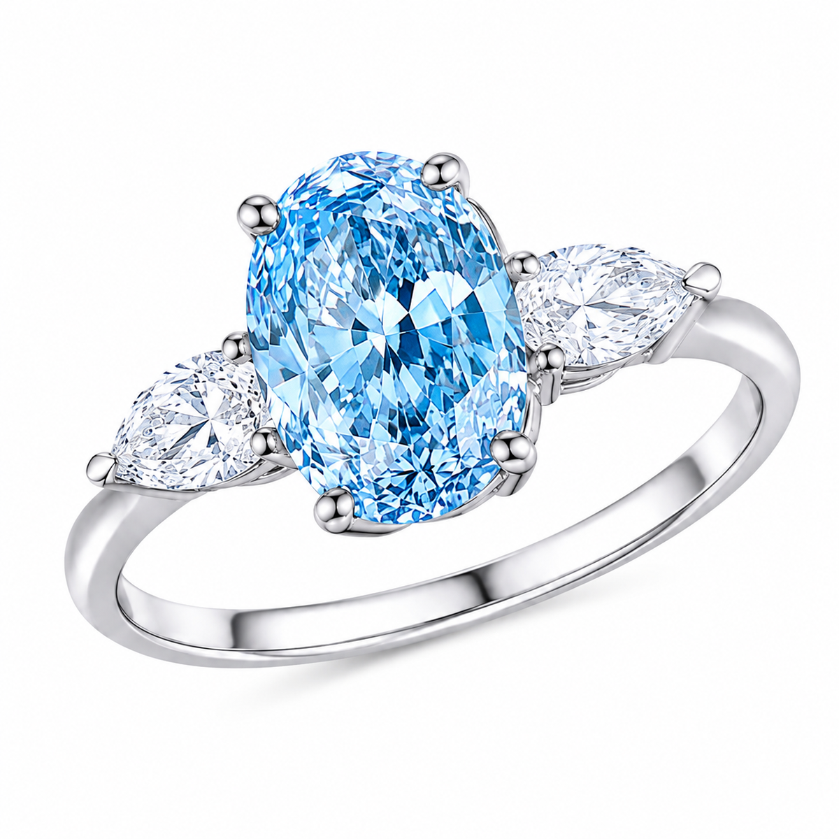 3.00ct Fancy Vivid Blue Diamond Ring|18K Gold
