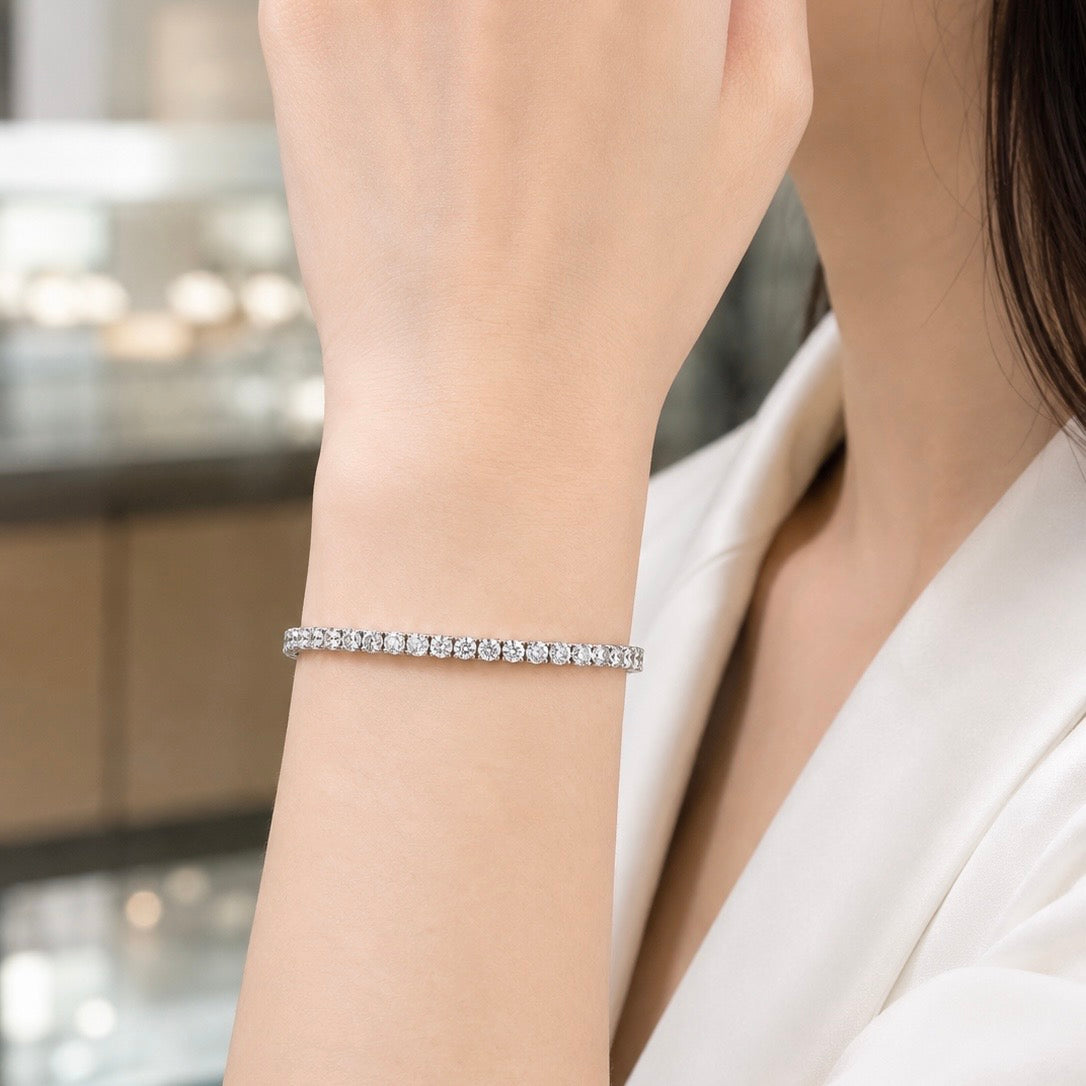 18K Gold Lab Grown Diamond Tennis Bracelet – 5.69 CTW | 50 Stones