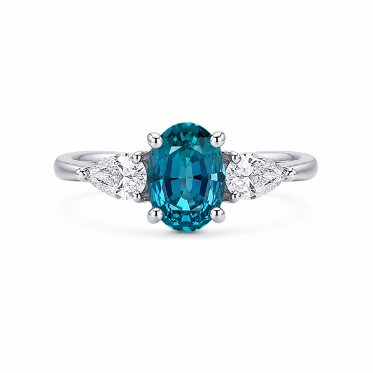 2.52ct Oval Blue Lab-Grown Gemstone Ring | Platinum