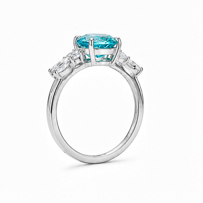 3.23 CT Lab-Grown Blue Gemstone |  Platinum Ring