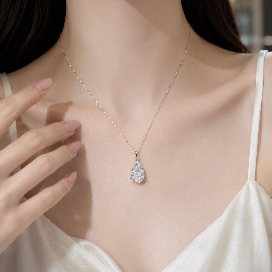 3.07ct Pear-Shaped Diamond Pendant ｜18K Gold