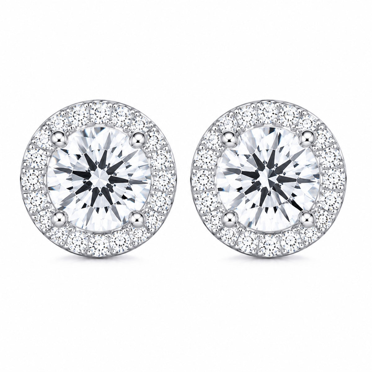 1.03ct D VVS2 Halo Lab-Grown Diamond Stud Earrings|18K Gold