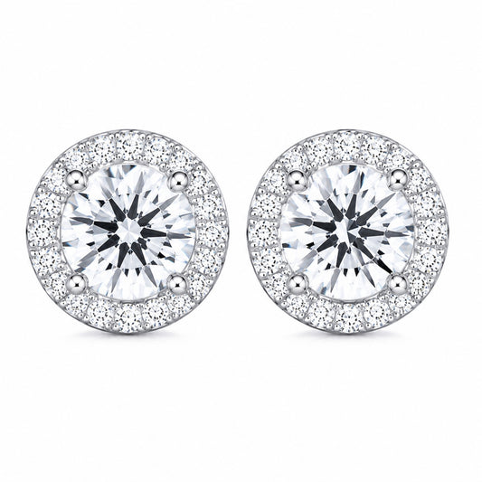 1.03ct D VVS2 Halo Lab-Grown Diamond Stud Earrings|18K Gold