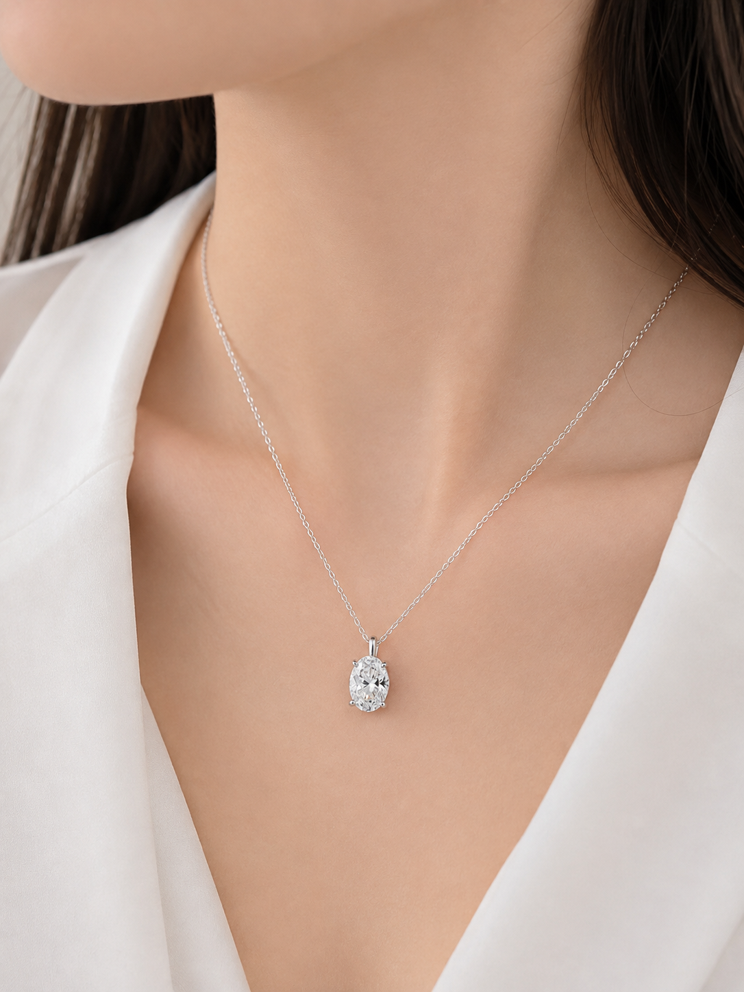 3.07ct Pear-Shaped Lab Grown Diamond Cluster Pendant ｜ PT950 Platinum