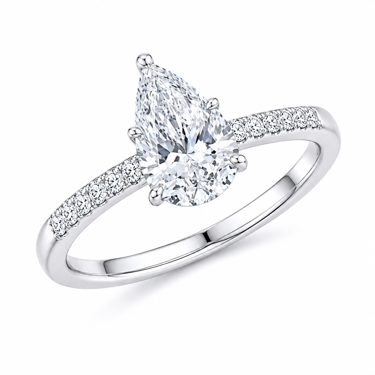 3.00ct E VVS2 Pear-Cut Lab-Grown Diamond Ring｜18K Gold