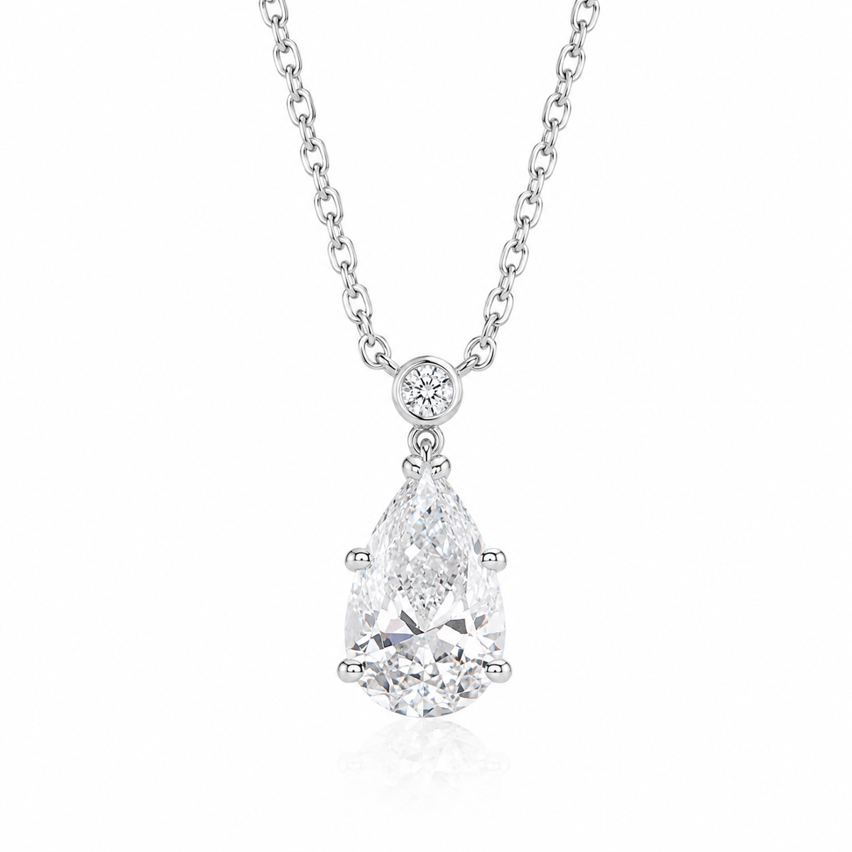 3.01ct Pear-Shaped Diamond Pendant｜Platinum