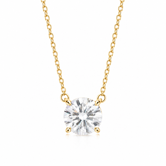3.01 CT Round Lab-Grown Diamond Solitaire Pendant | 18K Gold | E Color VS2
