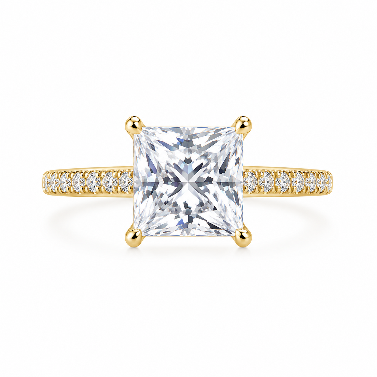 2.01 CT Princess Cut Lab-Grown Diamond Ring | 18K Gold | E Color | VVS2