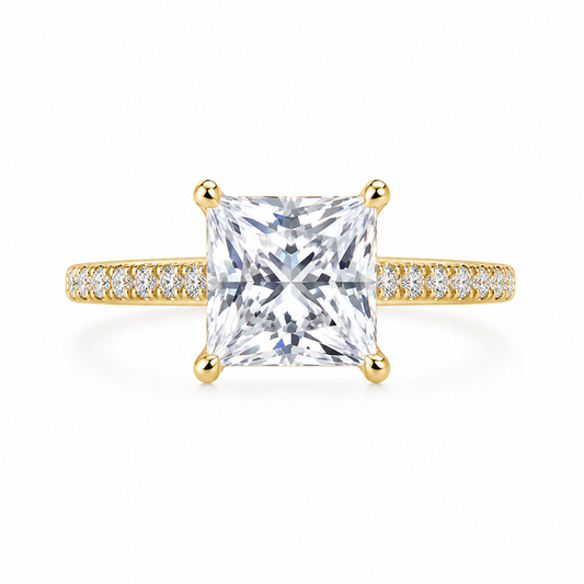 2.01 CT Princess Cut Lab-Grown Diamond Ring | 18K Gold | E Color | VVS2